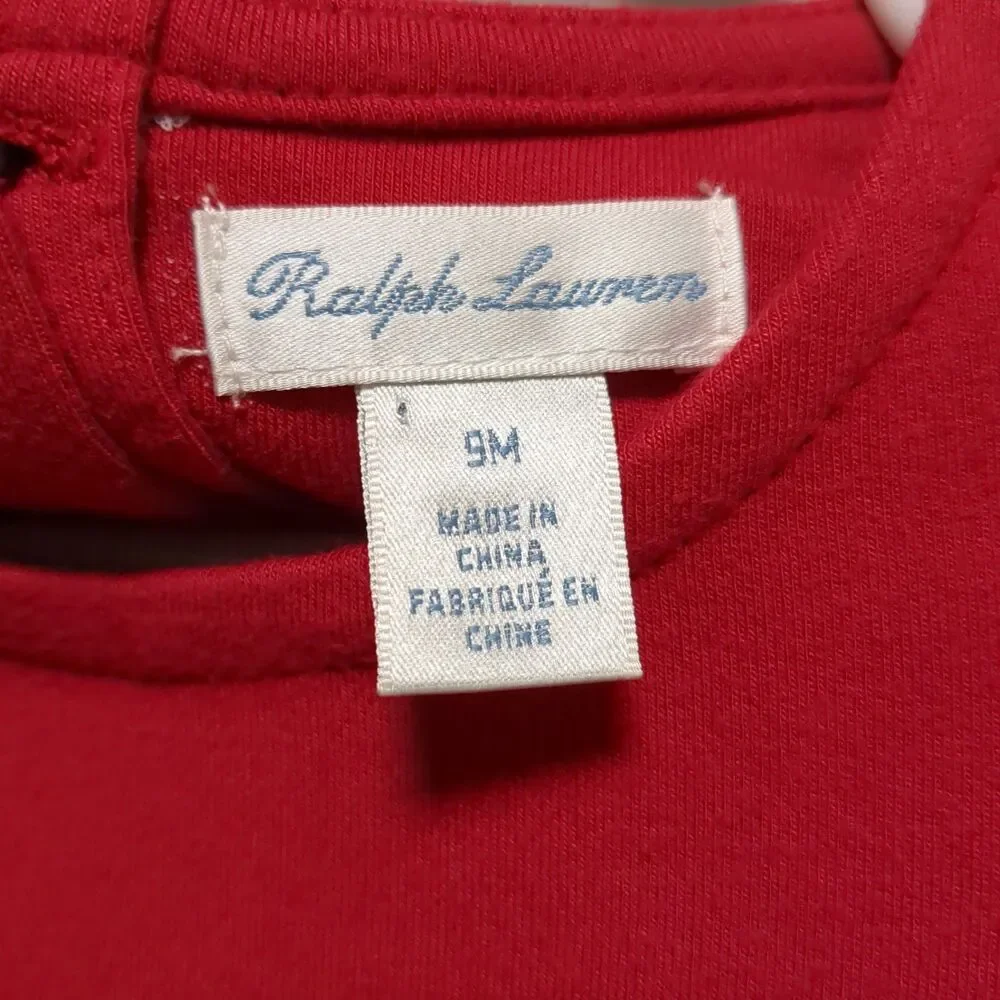 Ralph Lauren Red Dress With Diaper Cover - Baby Girls Size 9 Months